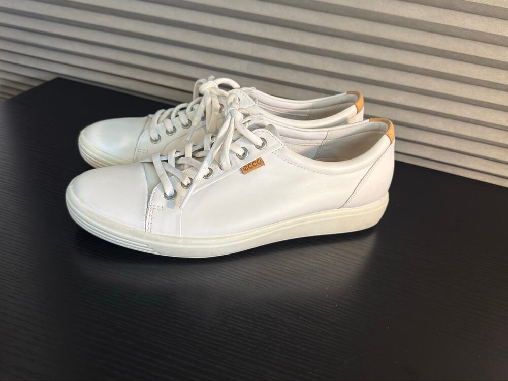 ECCO Soft 7 White Leather Lace Up Sneakers Women’s EU 40 US 9-9.5 Comfort